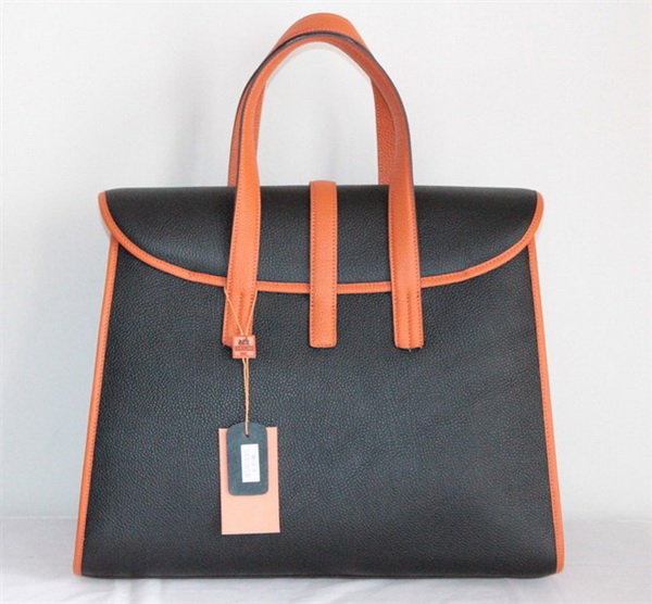 Best Hermes FeuDou Bag Black/Orange 509095 - Click Image to Close